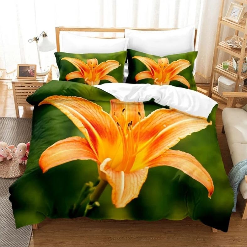 Fini les draps froissés avec cette housse de couette 240 x 260 fleur verte sans repassage