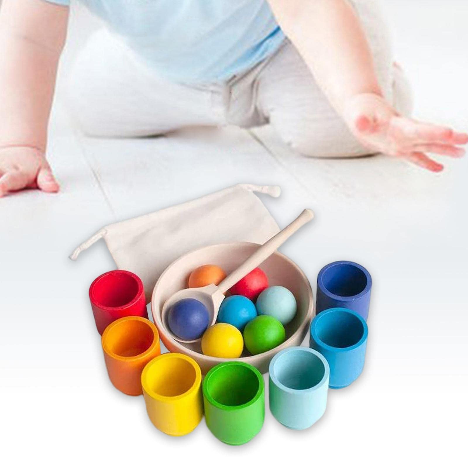 Palline in Bicchieri per Bambini Piccoli, Classificazione dei Colori, Giocattoli Sensoriali per La Scuola, Giocattoli per La, 7 Colori