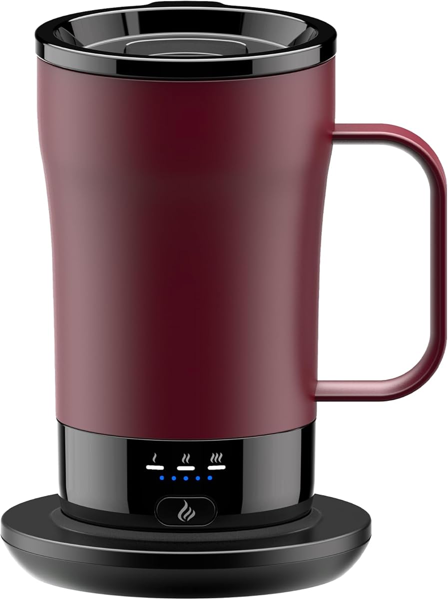 Self-Heating Coffee Mug, 14oz Heated Coffee Mug - Rechargeable Temperature Control Coffee Mug Keep Coffee Hot, Smart Mug Great Gift for Coffee Lovers & Slow Sippers