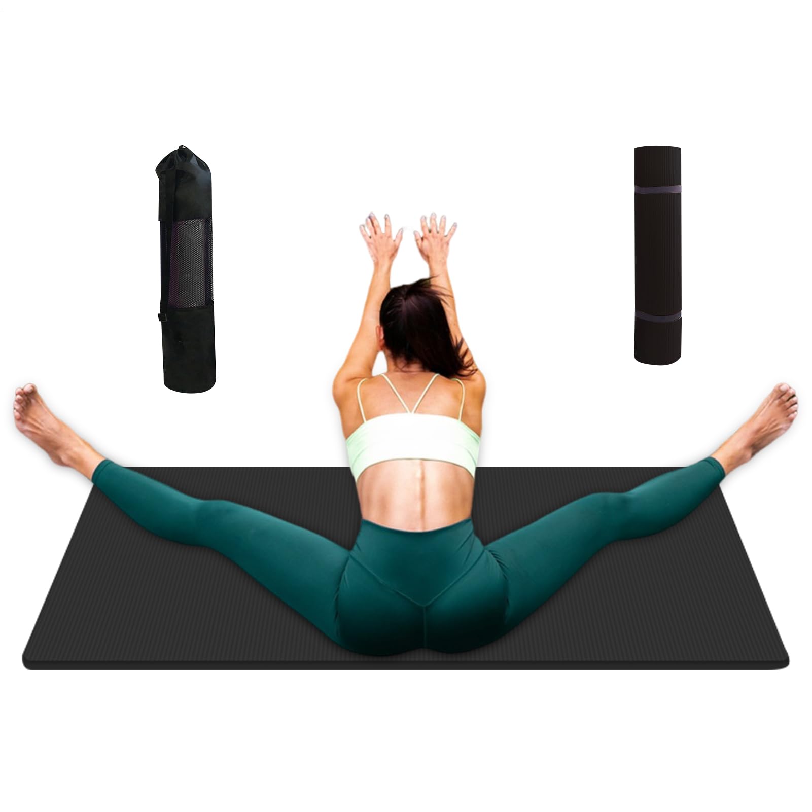 Übungsmatte – Yogamatte rutschfest 15 mm mit Aufbewahrungstasche | Trainingsmatte, dicke Yogamatte | Pilates Matss | Yogamatte für Frauen, Männer, Pilates, Dehnung