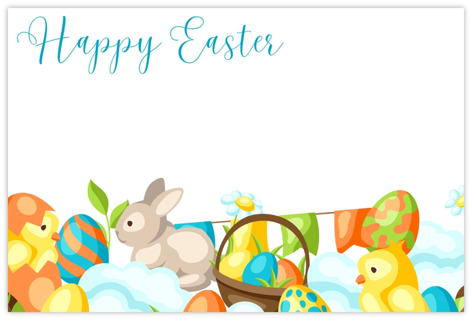 celloexpress Happy Easter (Bunny & Chicks) Flower Message Cards - 60mm x 90mm - Easter Florist Card Gift Notes (Pack of 100)