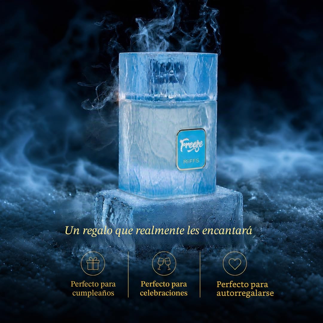 RiiFFS Freeze - Extracto de perfume de 100 ml, fragancia unisex de larga duración, aroma fresco de cítricos, menta y ámbar | Fragancia premium de día a noche para hombres y mujeres | Eau de Parfum