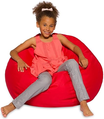 Nest Bedding Junior Bean Bag Chair, Furniture for Kids, Perfect for Reading, Playing Video Games or Relaxing, for Classrooms, Libraries or Home (Red Bean Bag Cover Without Beans)