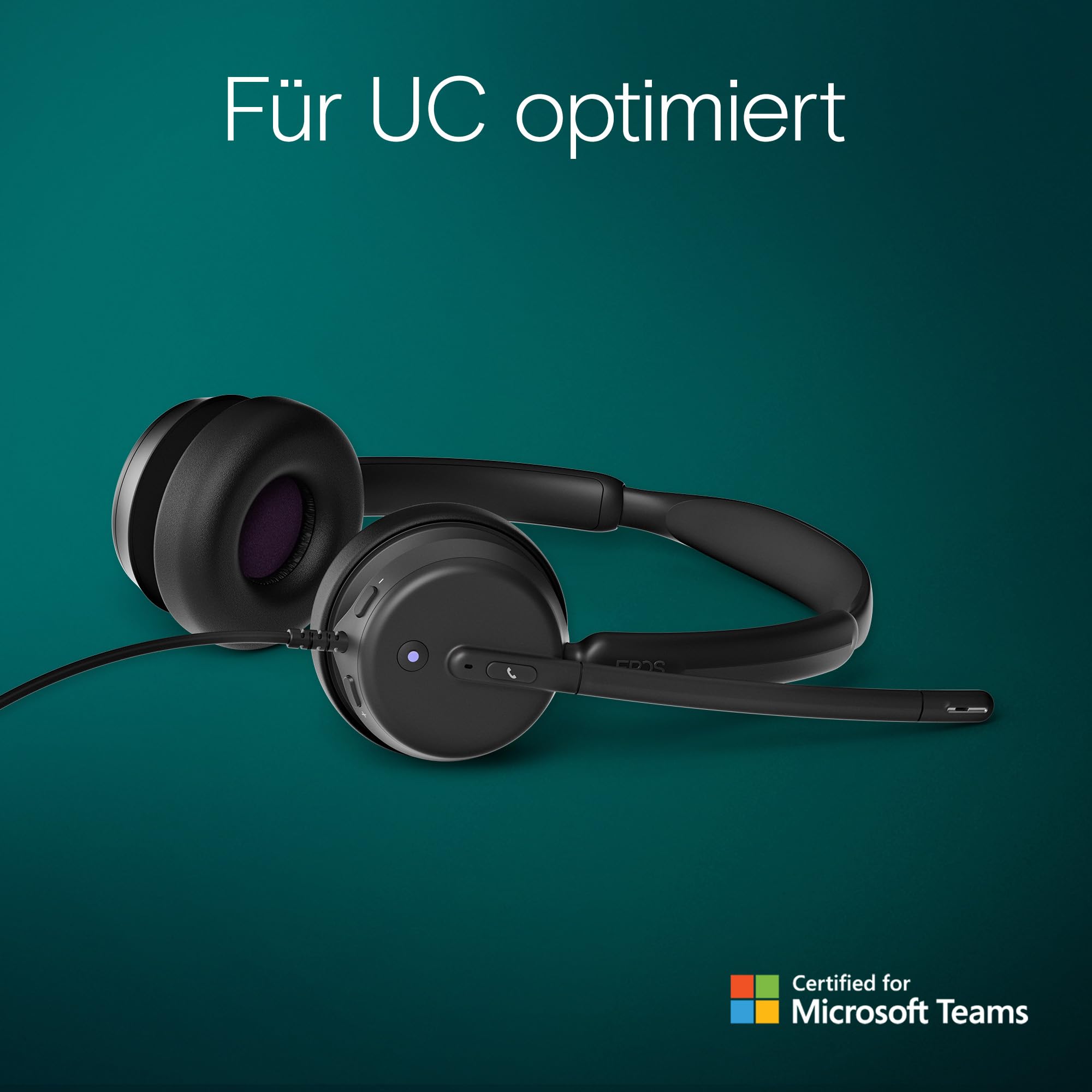 EPOS Impact 460T - Doppelseitiges On Ear USB C & USB A kabelgebundenes Headset mit dualem Noise-Cancelling-Mikrofon, Microsoft Teams Zertifiziert, Plug-and-Play, für Büro, Remote, Zoom und Business