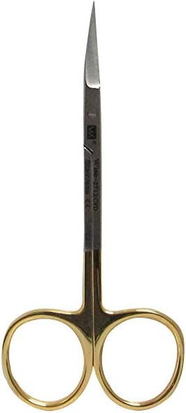 Wise Dental - Surigcal Gum/Tissue Scissor, Curved, 4 3/4" Tungsten Carbide Blades. Gold Plated Rings