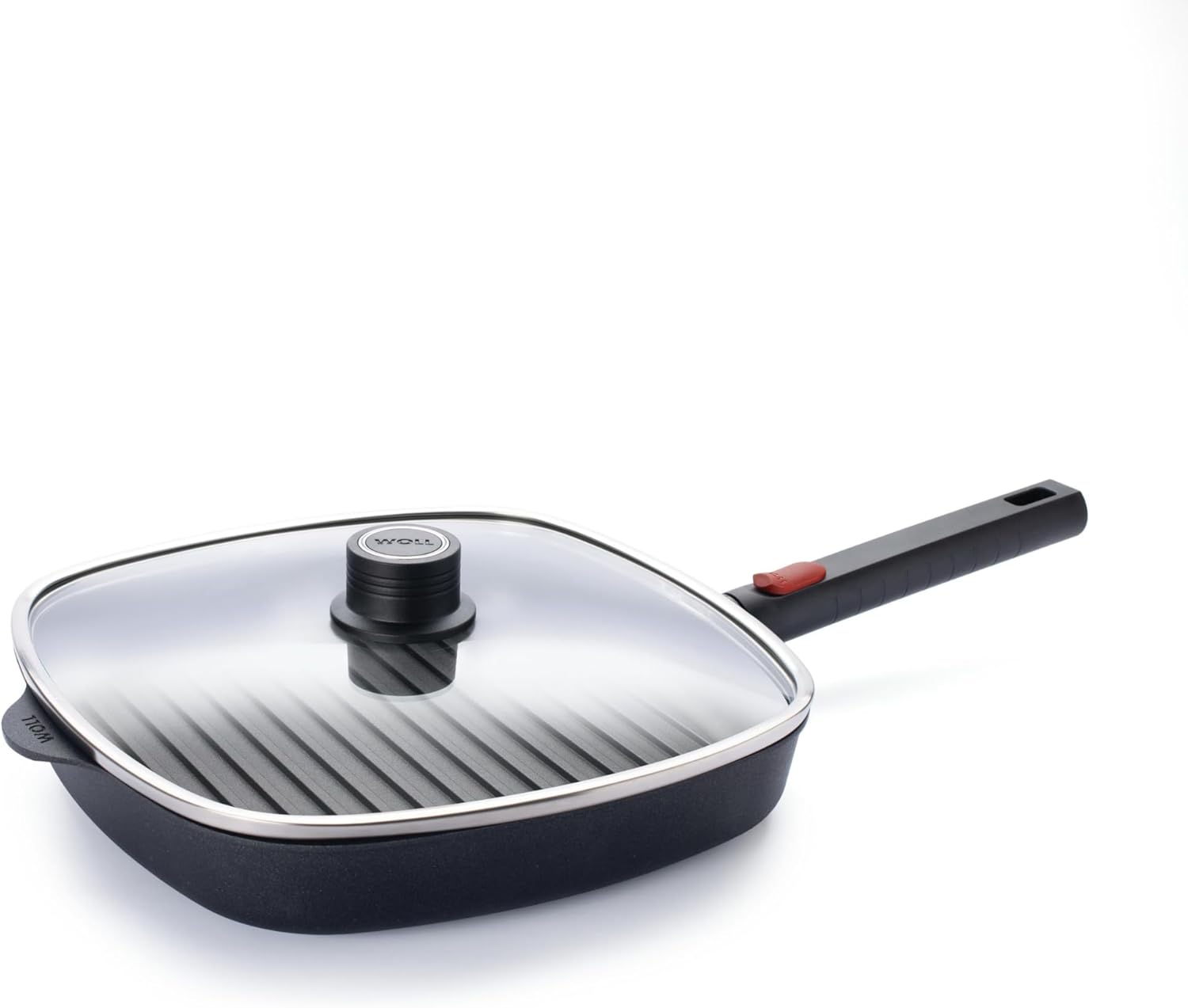 Woll Logic Pan Set of 4 Including Square Pan 24 x 24 cm, Grill Pan 28 x 28 cm, 2 Matching Lids Inductive with Removable Handle, Cast Aluminium, Non-Stick Coating, Oven-Safe