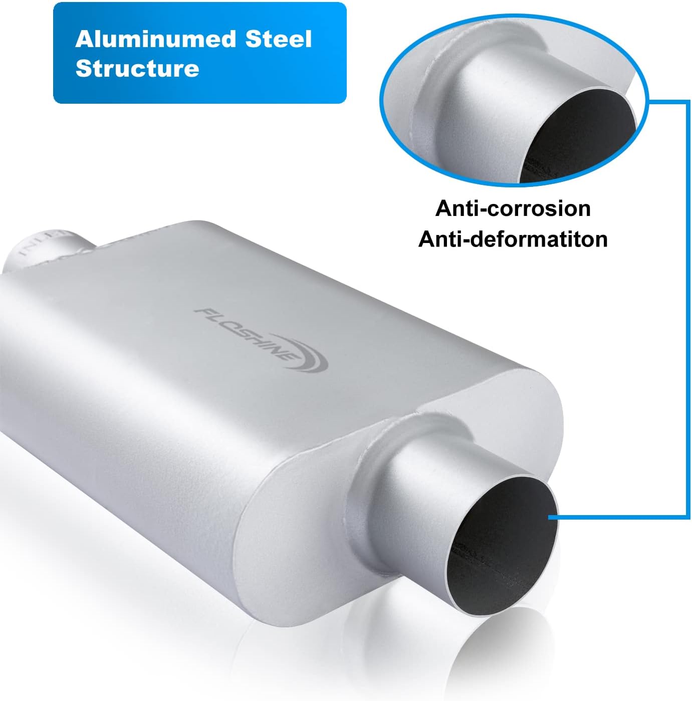 Universal Mufflers Dual Chamber 2.5" inlet (ID) 2.5" outlet (ID) overall 17" Performance Automotive Muffler Exhaust FH8C25C25