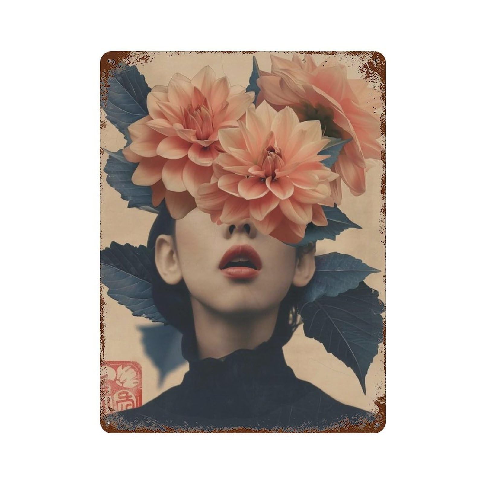 YHGERTKU Floral Veil 01 Wall Art Retro Iron Vintage Metal Tin Sign Poster Modern Decor for Living Rooms Gift 40x30cm