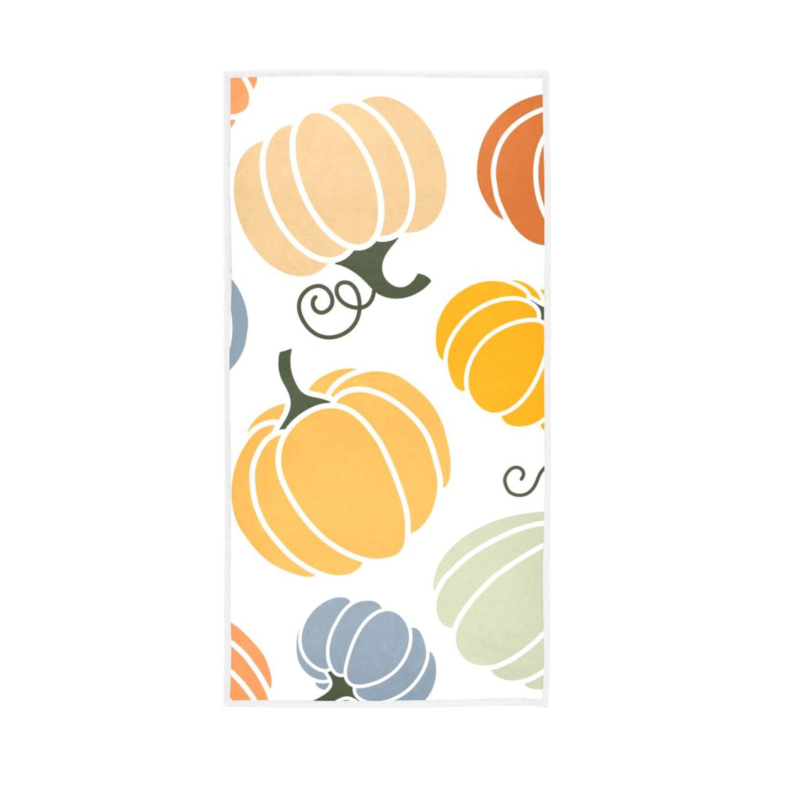 HUYGD Seamless Pattern Pumpkins Bathroom Towels, 15 x 30 Inches Absorbent Hand Towel, Spa Towels for Body Towels for Gym