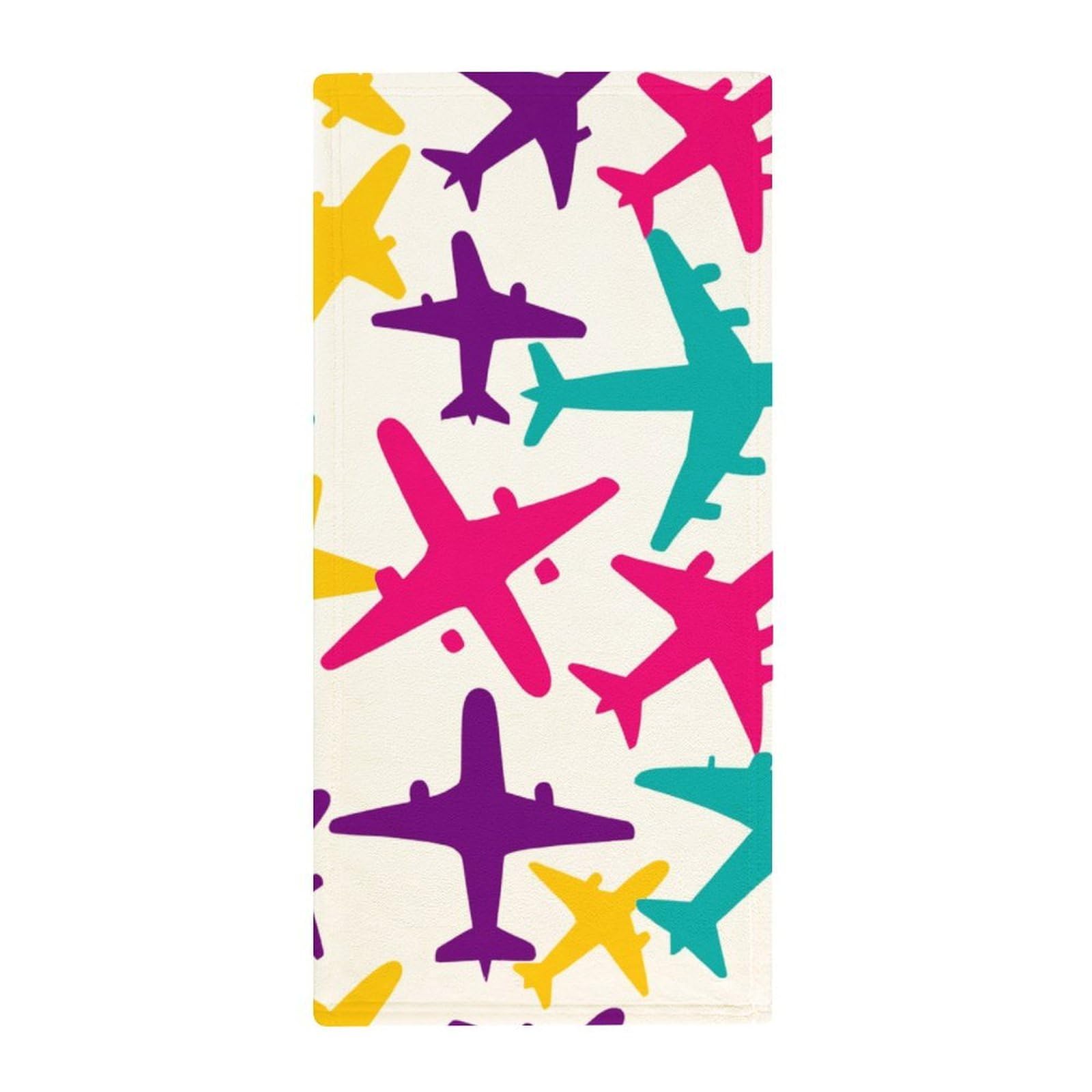 Anceky Ultra-Light Camp Towels, Airplanes Pattern Quick-Dry Absorbent Towels for Travel, Gym & Fitness Routines