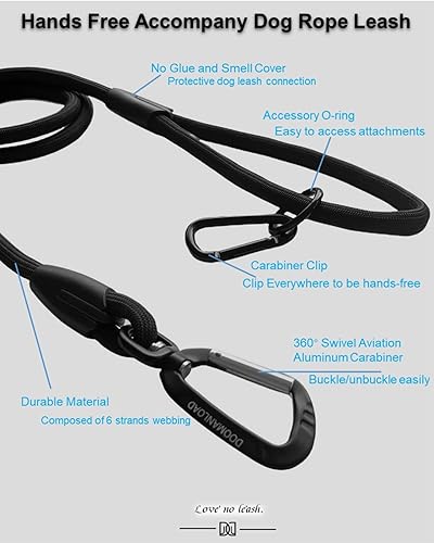 Miniatura 3 de Correa de cuerda de calidad para perro con clip rápidodesclip de aviación y clip, para perros pequeños, medianos y grandes (4 pies)