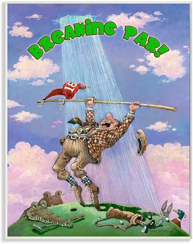 Stupell Industries Breaking Par Funny Golf Cartoon Sports Wall Plaque, 10 x 15, diseño por el artista Gary Patterson