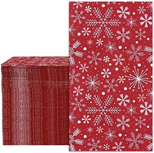 Christmas Guest Towels Linen Feel Ultra Ply White Disposable Towel Dinner Napkin Holiday Christmas Paper Hand Towels, Set Of 20
