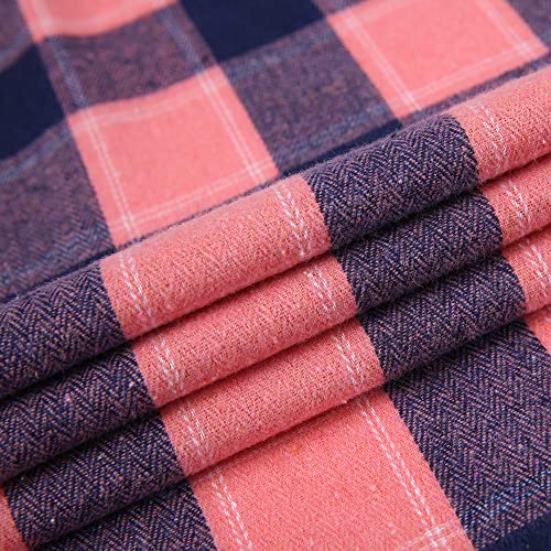DOKKIA Men's Casual Dress Long Sleeve Buffalo Plaid Checkered Fitted Flannel Shirt Hot Pink Black White Medium
