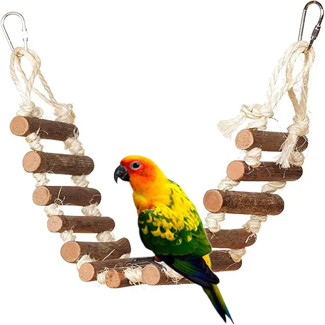 Scala a Gabbia in Legno Naturale per Uccelli e Piccoli Animali Domestici