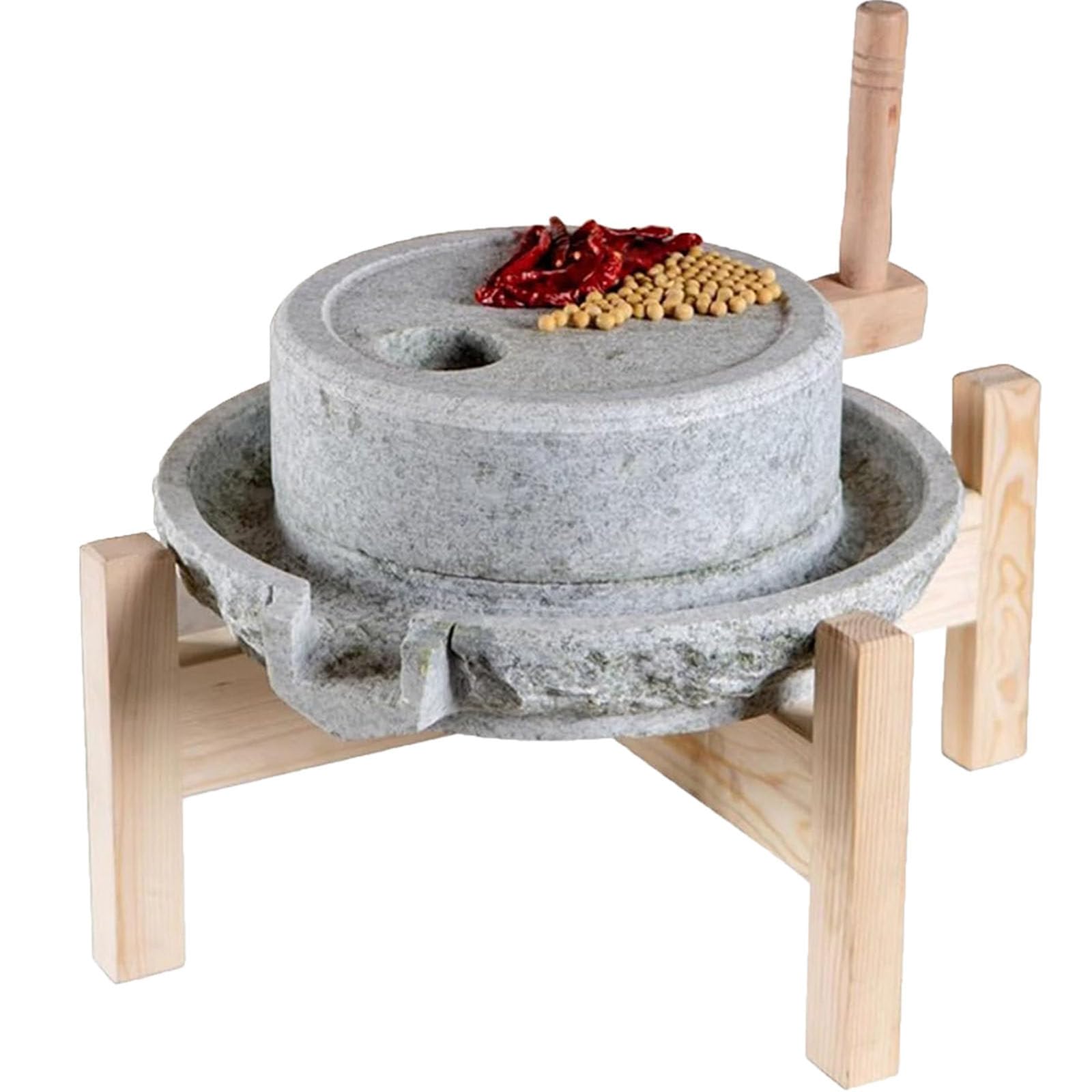 ylpddmm Hand Grain Mill Grinder for Flour,Stone Grainer Mill with Wooden Frame 30 * 40cm