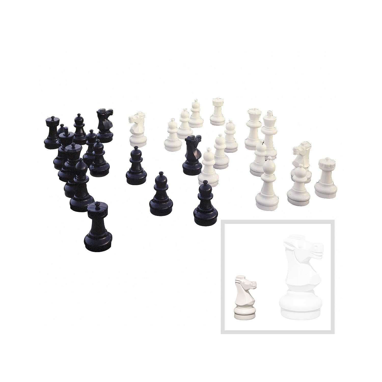 Rolly Toys Bodenschachfigur Set | Bruchsicher, wasserfest, fördert Konzentration u. räumliches Denken | 32 Figuren | Schwarz Weiß | Für Outdoor, robuste Qualität