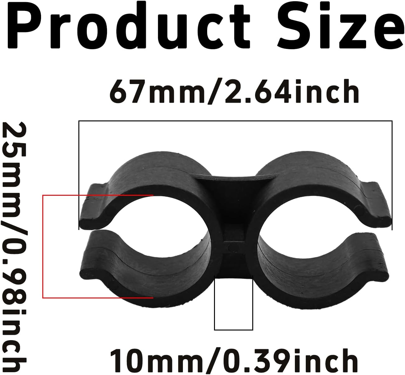20PCS Double Port Pipe Clamps, 25mm/1 inch Heavy Duty Plastic Double Line Clips for Shelf Pole Connection, Warehouse Storage Rack Fasteners, Chain Link Fence Panel Connectors
