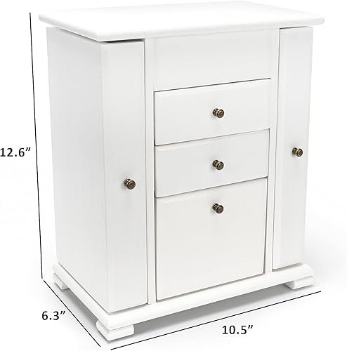 Miniatura 7 de Emfogo Joyero para mujer, cajas de joyería de madera rústica y organizadores con espejo, caja organizadora de joyas de 4 capas para anillos, aretes,