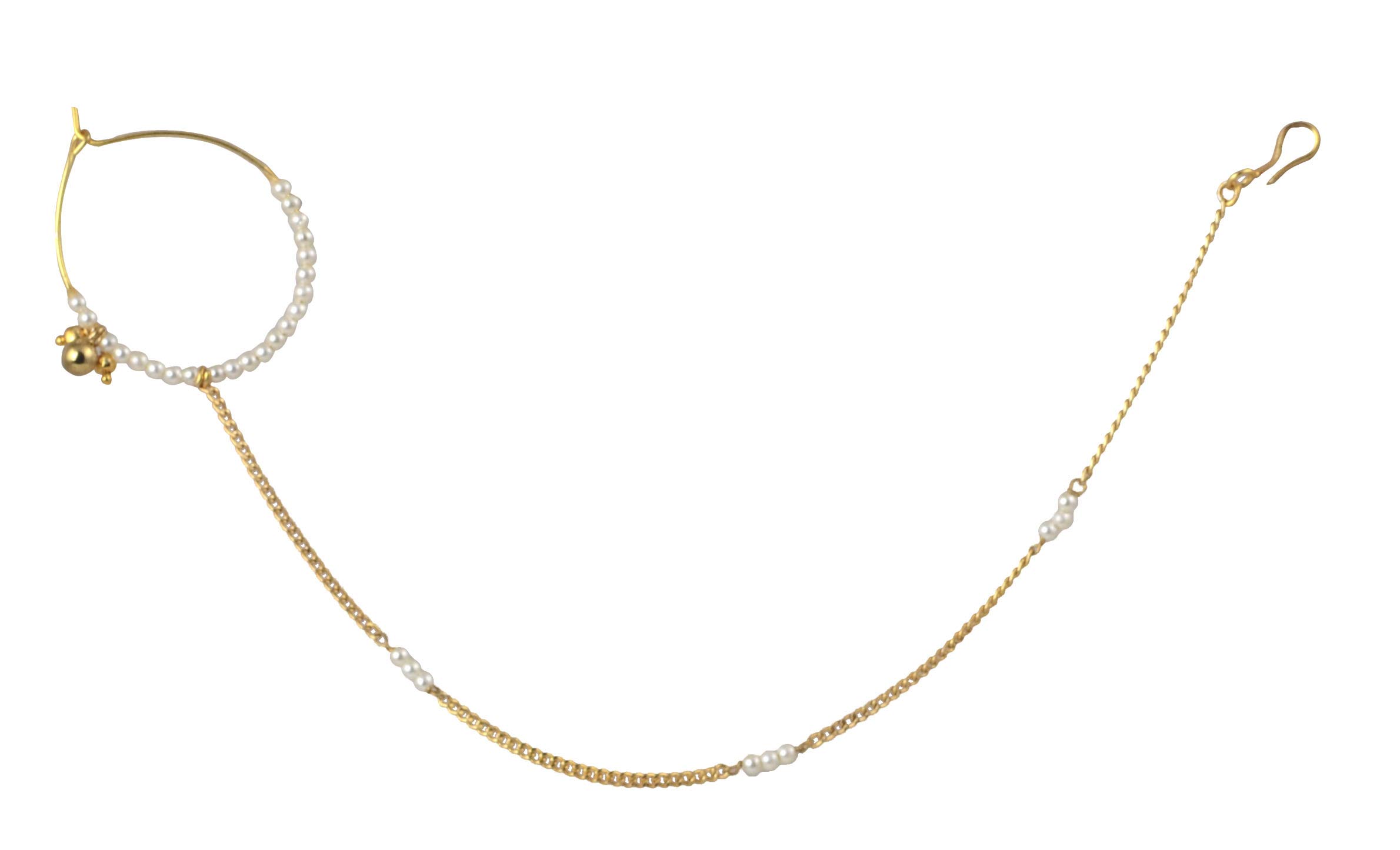 Payal Jewellers Gold Plated Nose Ring/Nath with Long Chain for Girls and Women (B07Q37SSSF) Amazon Price History, Amazon Price Tracker