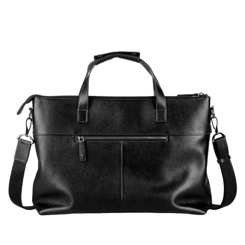 Maletín de piel para hombre negro de 38cm bolso de hombro espacioso para documentos