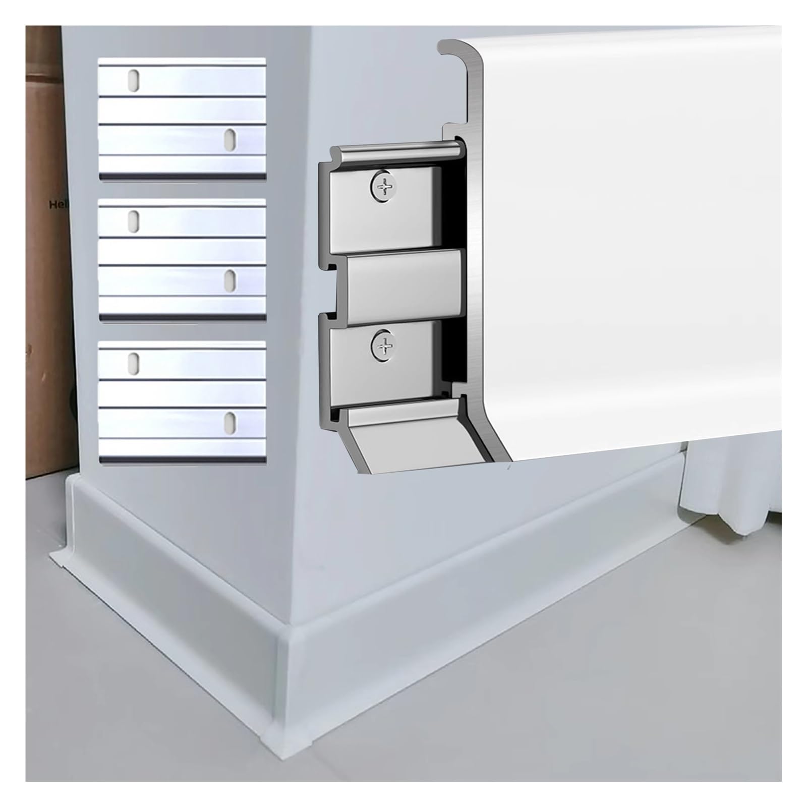 Listwa przypodłogowa aluminiowa - 125 cm, bezszwowa, do salonu, biura, szpitala i innych pomieszczeń(8pcs)