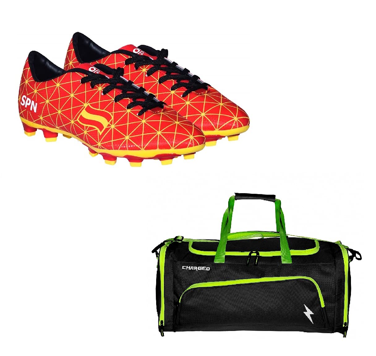 Charged Sports Bag Superlight Black Lime with Gowin Football Shoe Country Color Spain Size-5