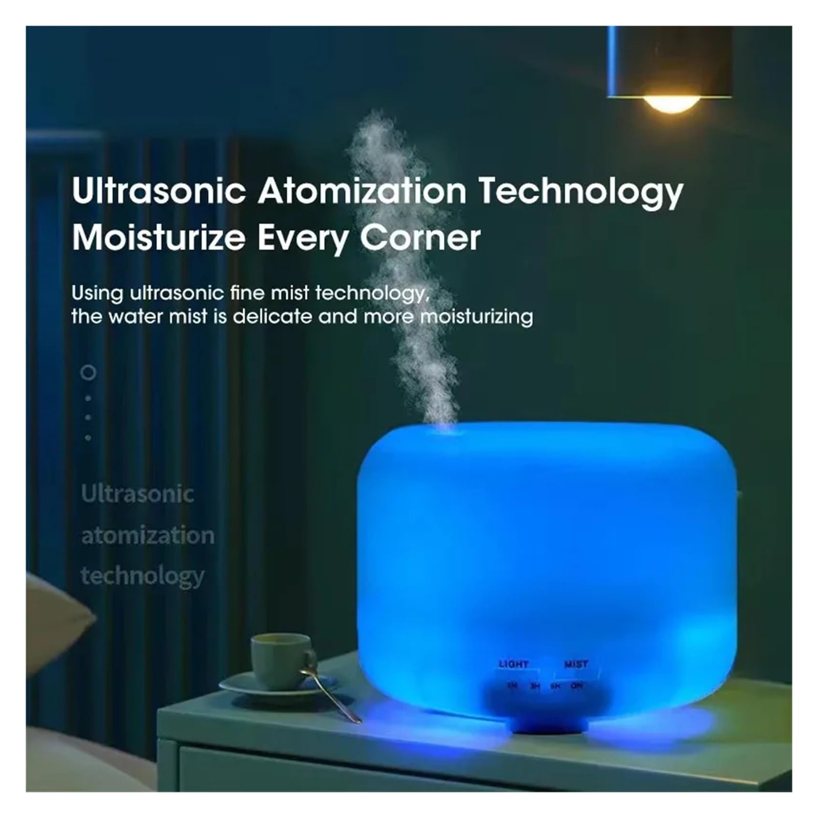 Nawilżacz powietrza do sypialni, 500 Ml Dyfuzor Olejków Eterycznych Cool Mist Maker Nawilżacz Powietrza Do Domu Sypialnia Aromaterapia Ultradźwiękowa Elektronika Kompaktowa Konstrukcja,do domu i rośl