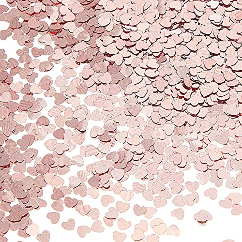 Tenare 45 g Confeti de Corazones Oro Rosa para Boda Confeti Metálico Brillante Decoración de Mesa para Fiesta Cumpleaños Boda Aniversario Despedida de Soltera San Valentín