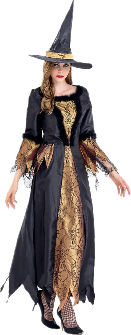 Women's Deluxe Golden Web Gothic Witch Halloween Costume