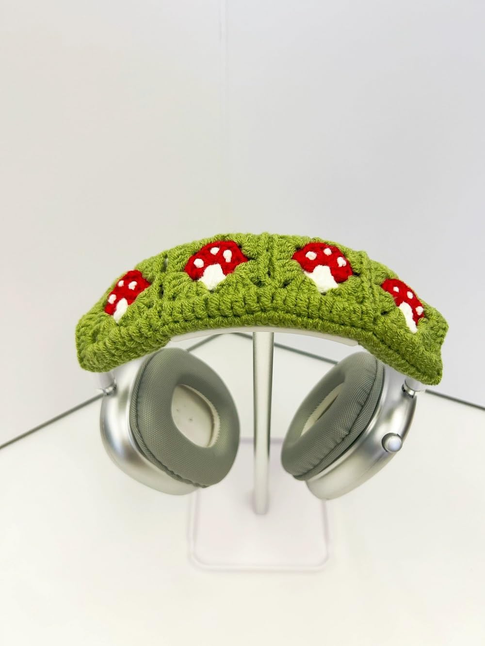 Generic Crochet Mushroom Headband Cover for Airpods Max, Handmade Headband Cushion Pad Protector, Cute Sleeve for Airpods Max (Mushroom B)