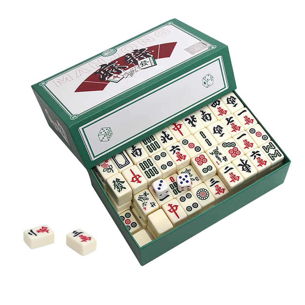 Mini Mahjong, przenośny zestaw mahjonga z 144 płytkami, tradycyjny chiński mah-jong, zestaw Mah-Jong dla rodziny, podróży i stołu