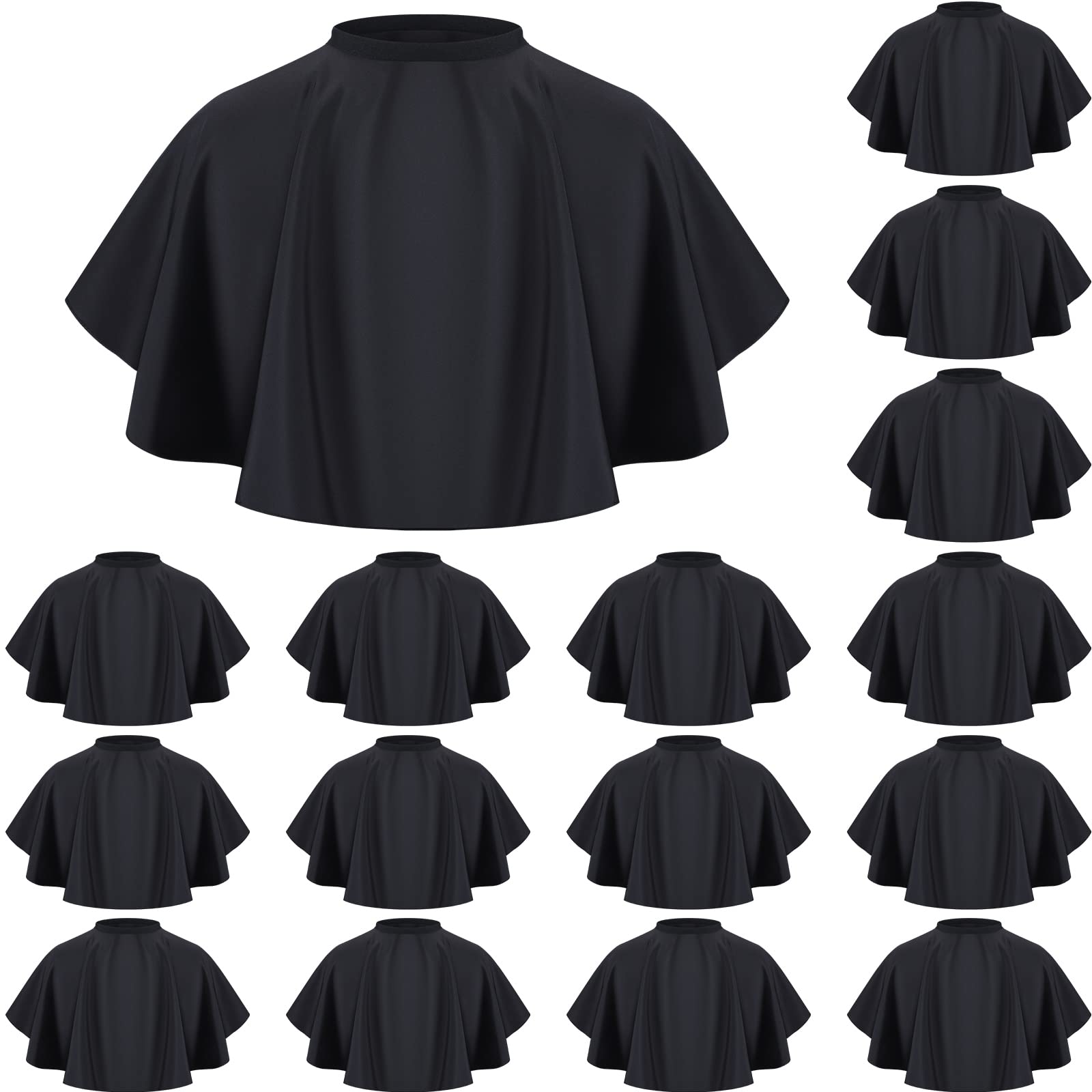 Wesiti Kurzer Make-up-Umhang für Damen und Herren, schwarz, wasserdicht, Nylon, Haarschneideumhang, Salon-Haarschürze, Bart, Shorty-Kittel für Kunden, leicht, kurzes Make-up-Lätzchen für