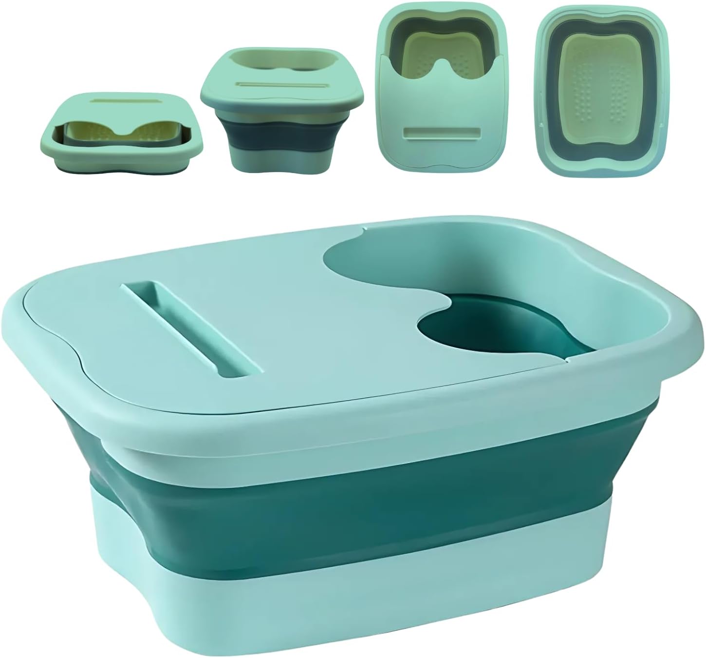 Collapsible Foot Spa Bath – Portable Pedicure Bowl & Soaking Basin for Feet – Manual Foot Bath Bucket for Foot Care, Relaxing Feet Soak, and At-Home Spa Treatments – Green