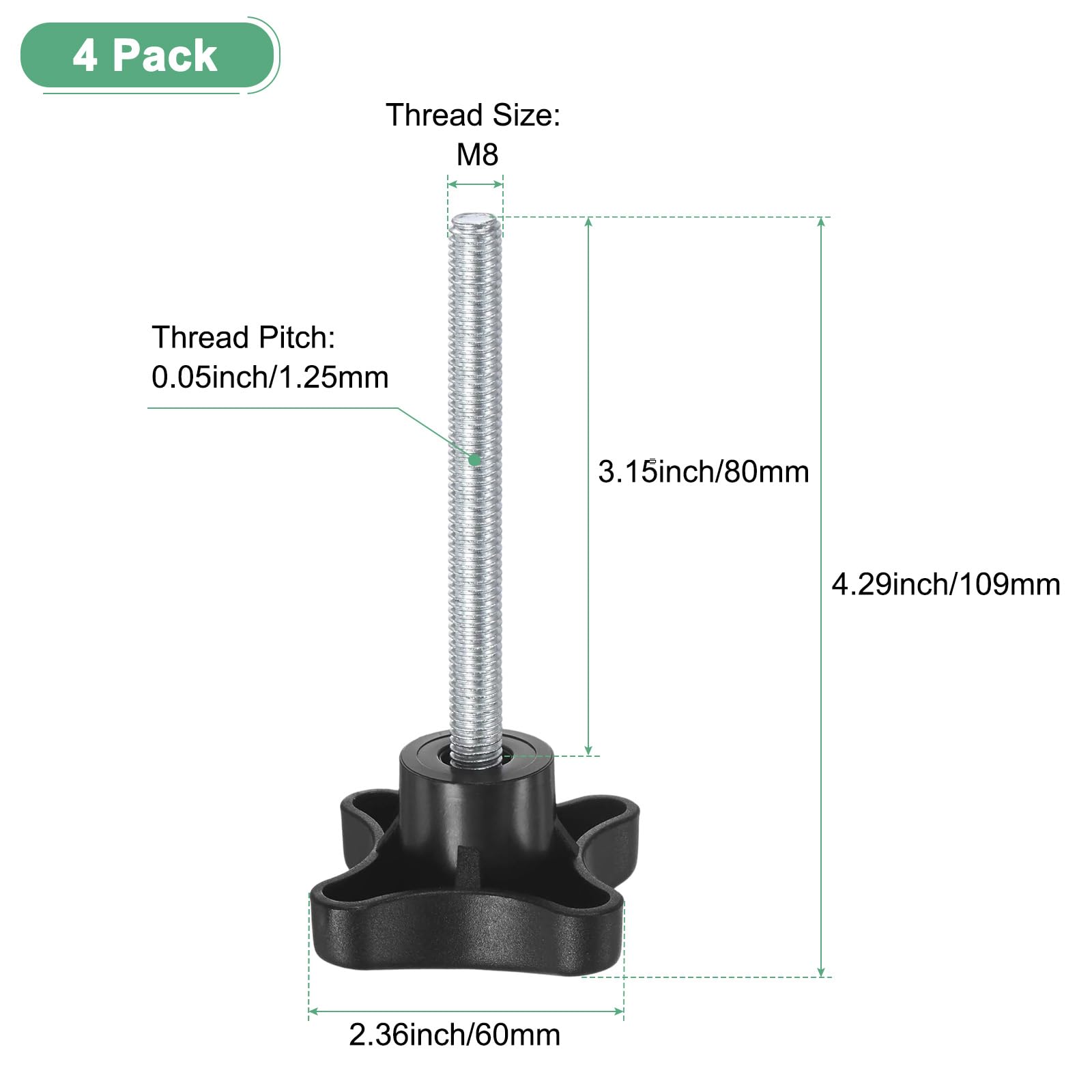 M METERXITY 4-Pack Star Clamping Knobs - Image 3