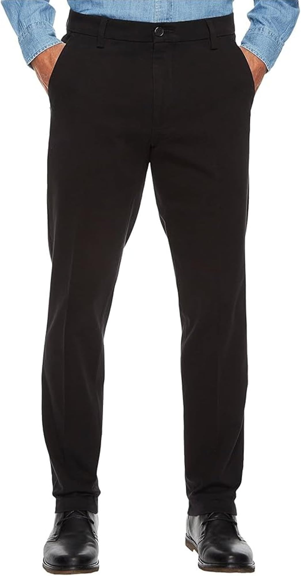 Men's 4-Way Stretch Straight Fit Flat Front Dress Pants Casual Pants Elastic Waist Chinos Pants