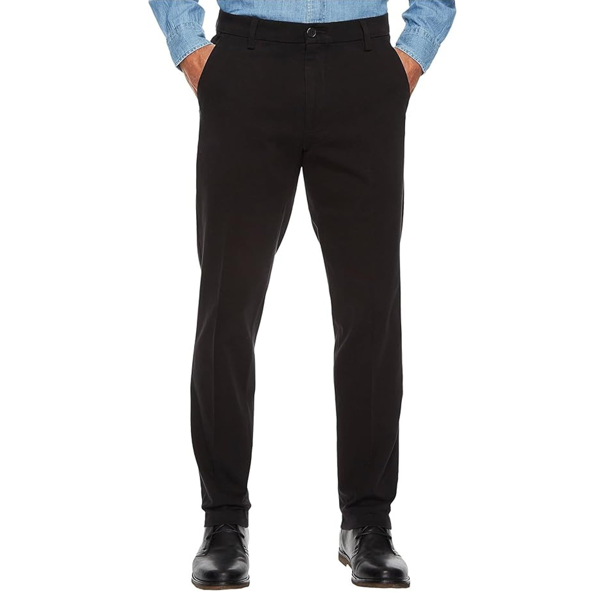 Men's 4-Way Stretch Straight Fit Flat Front Dress Pants Casual Pants Elastic Waist Chinos Pants