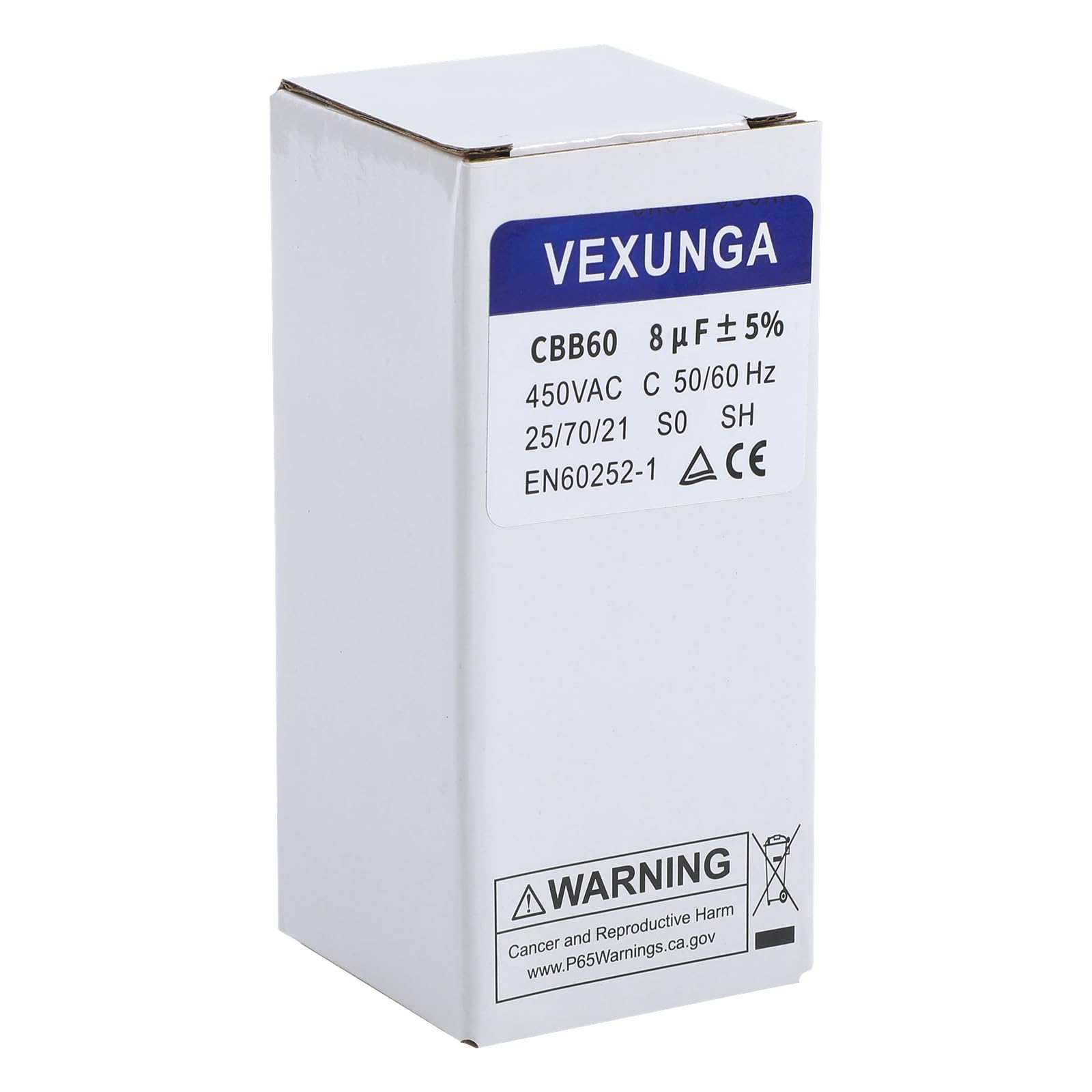 VEXUNGA Kondensator CBB60 8µF 450V Kondensator rozruchowy 8uF Kondensators silnika AC CBB60 SH 8 MFD 450VAC Kondensatory 35x68MM 50/60Hz z kablem