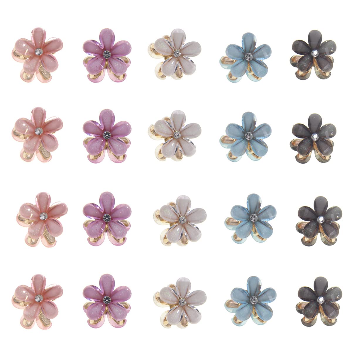 Small Crystal Hair Claw Clips for Women Girl, Multicolor Mini Pearl Flower Claw Design, Sweet Daisy Artificial Bangs Decorative Hair Accessories (
