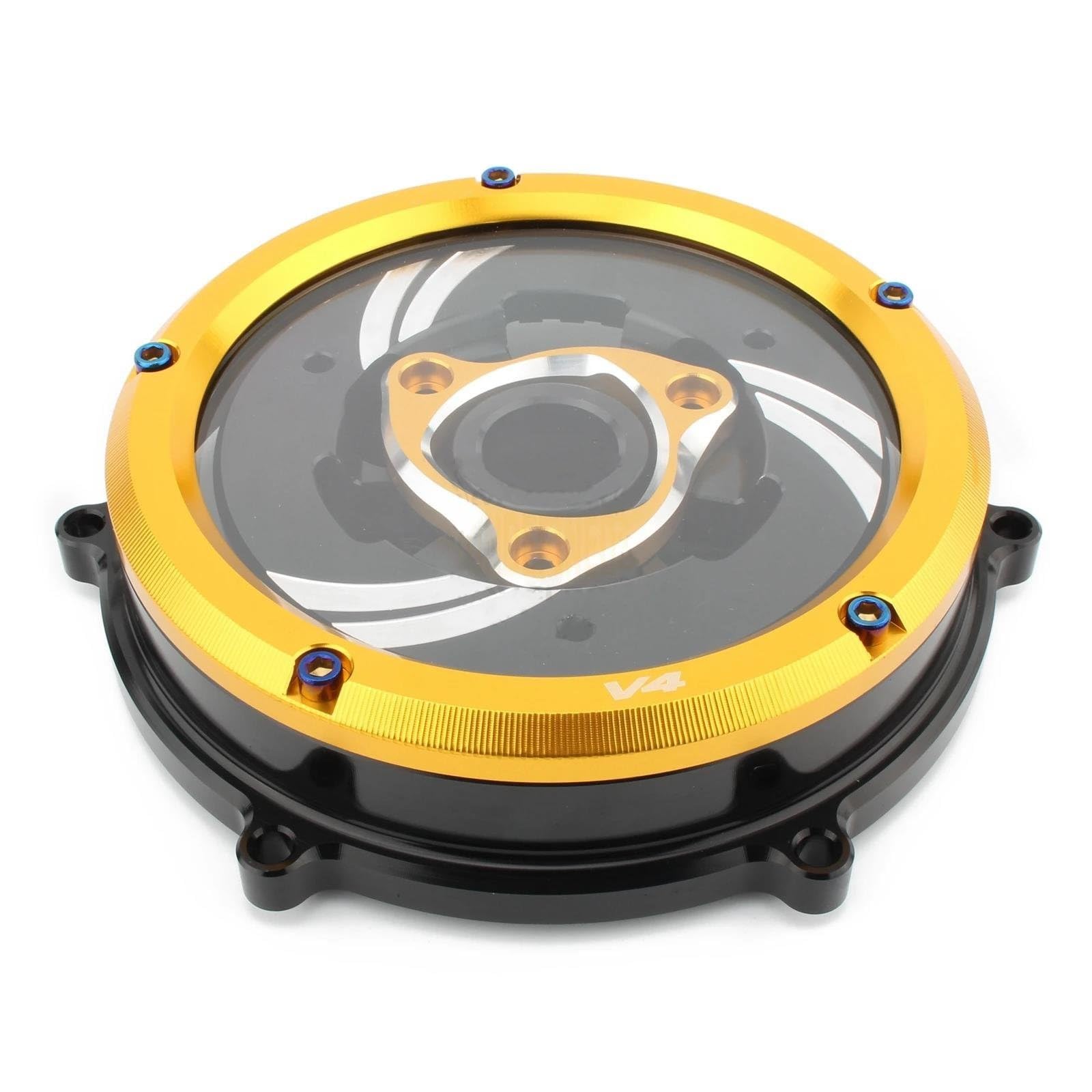 Accesorios Motocicletas Protector De Retén Muelle para Tapa Embrague, Motor Competición, para Ducati para Panigale V4 2018-2023, Kit Placa Presión(Black Yellow)