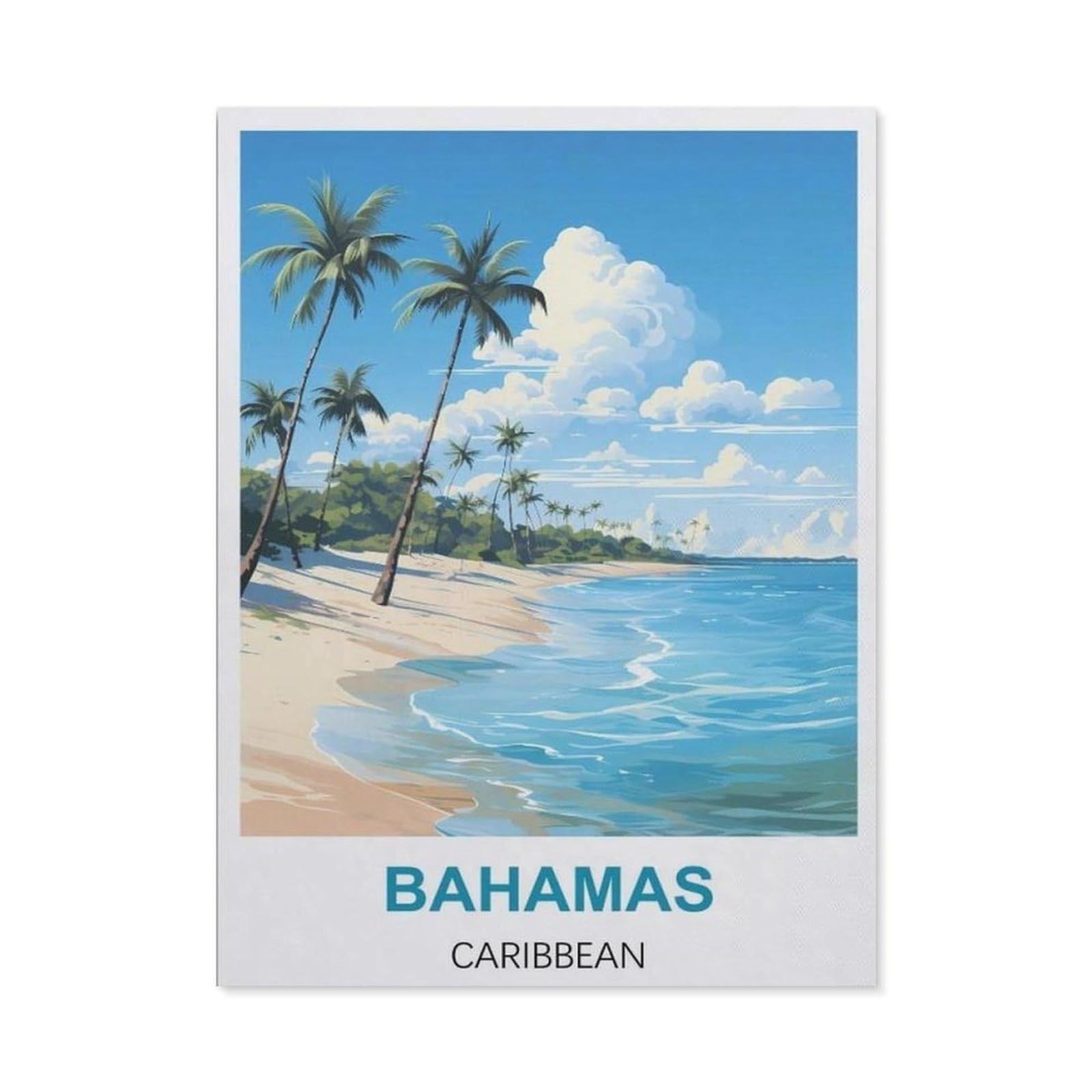 BEAYODKP Diamond Painting，Bahamas Caribbean,Round Full Drill Acrylic Embroidery Cross Stitch Arts Craft Canvas Supply for Home Wall Decor Adults and Kids（40 x 50 cm/15.74 x 19.68 inches）-CB50