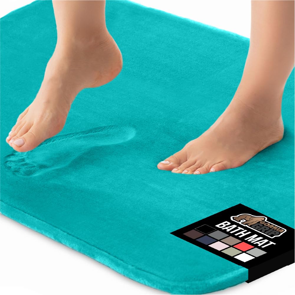 GORILLA GRIP Memory Foam Bath Rugs, Soft Absorbent Velvet Bathroom Mats, Durable Dots on Underside, Machine Washable Bathmat, Carpet Rug Room Decor