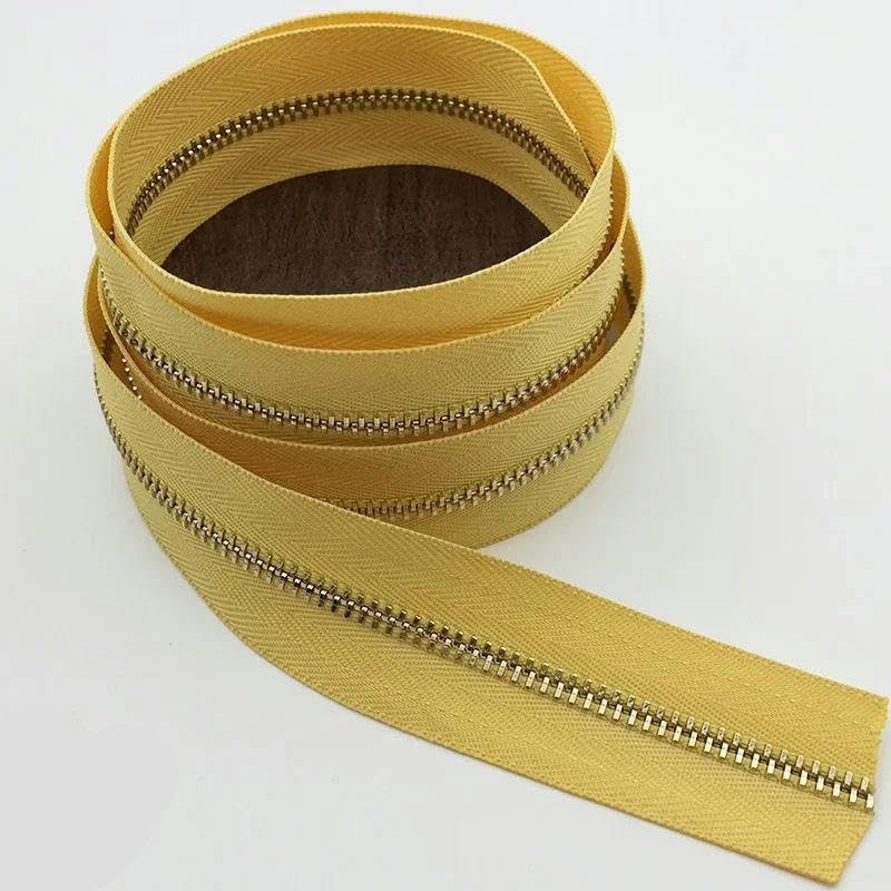 1/3 metros 3# Cremalleras de metal Cremalleras de dientes dorados para ropa, monedero, kit de reparación de cremalleras, cremallera para coser ropa DIY-37-3#-3 metros3pcsSilder