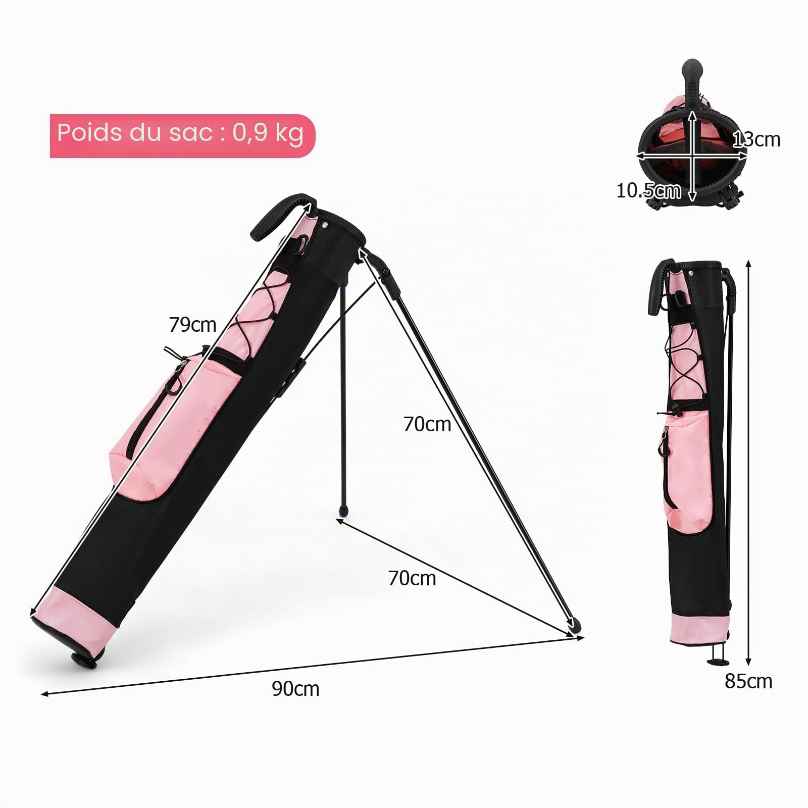 LIFEZEAL Sac de Golf, Sac de Voyage, léger, imperméable, Portable, Sac de Golf avec Support, étui à 2 Compartiments, avec Porte-gobelets, Sac à balles, poignée pour Homme, Femme