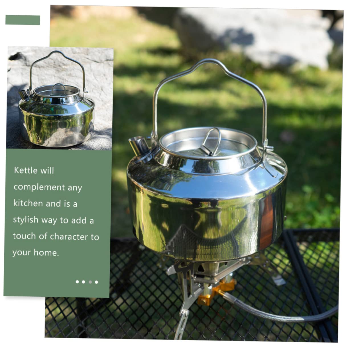 Bouilloire De Camping Théière Acier Inoxydable Ustensiles De Cuisine Portable Pour Randonnée