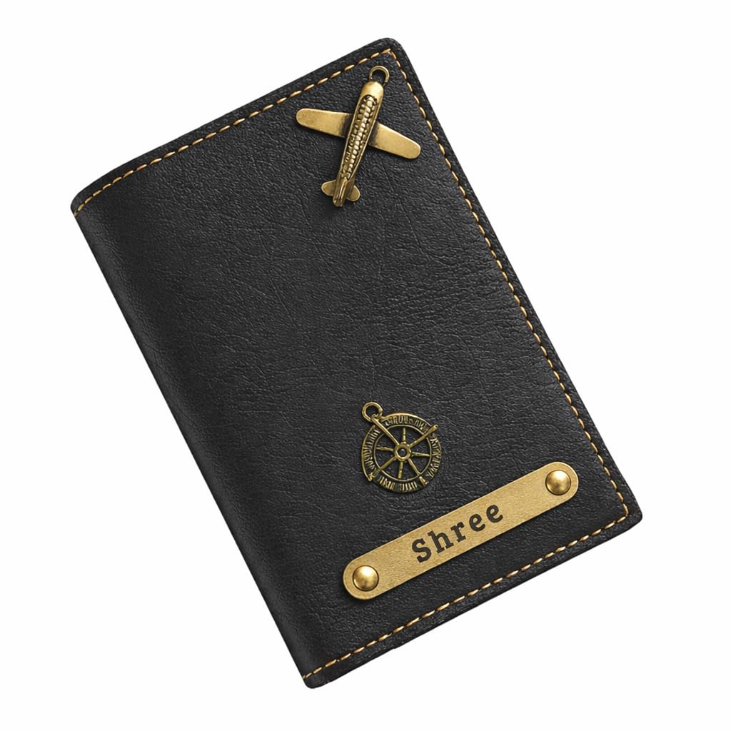 SCPmarts Personalised Leather Passport Cover with Name & Charm – Travel Wallet Holder for Men & Women | Premium Nexon Leather Travel Accessory | Gift for Travelers (Black)-image-33