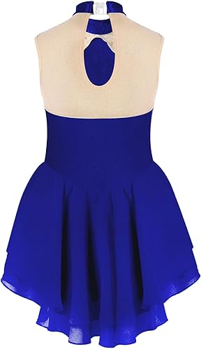 Miniatura 2 de YiZYiF Vestido de patinaje sobre hielo sin mangas con diamantes de imitación para niñas y niñas, vestido de baile de patinaje sobre ruedas, disfraz