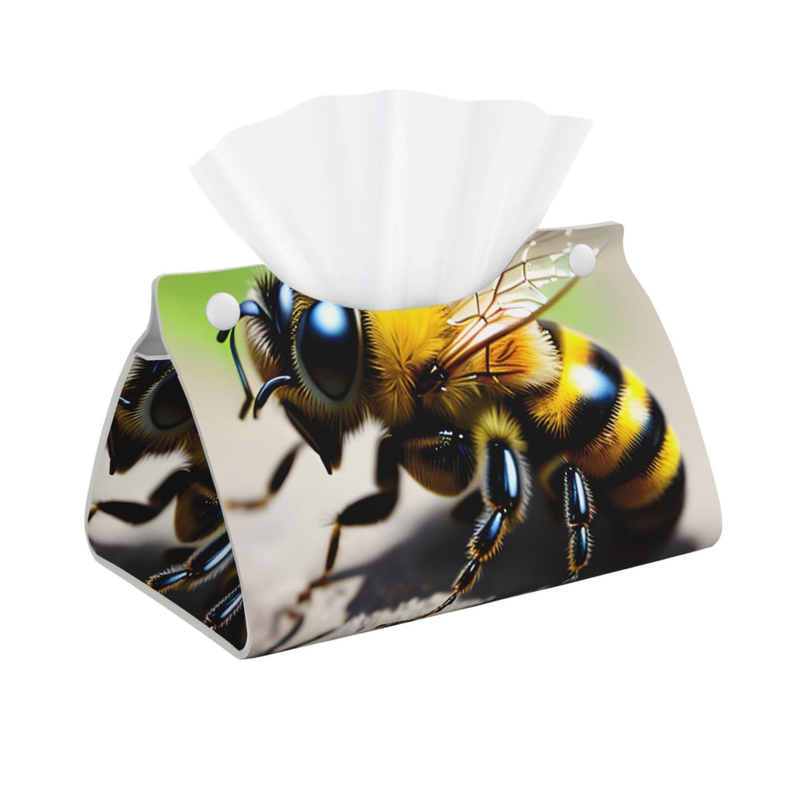 Cute little bee Long Leather Tissue Box Cover-Waterproof PU Leather Tissue Holder for Bathroom, Decorative Rectangular Tissue Case