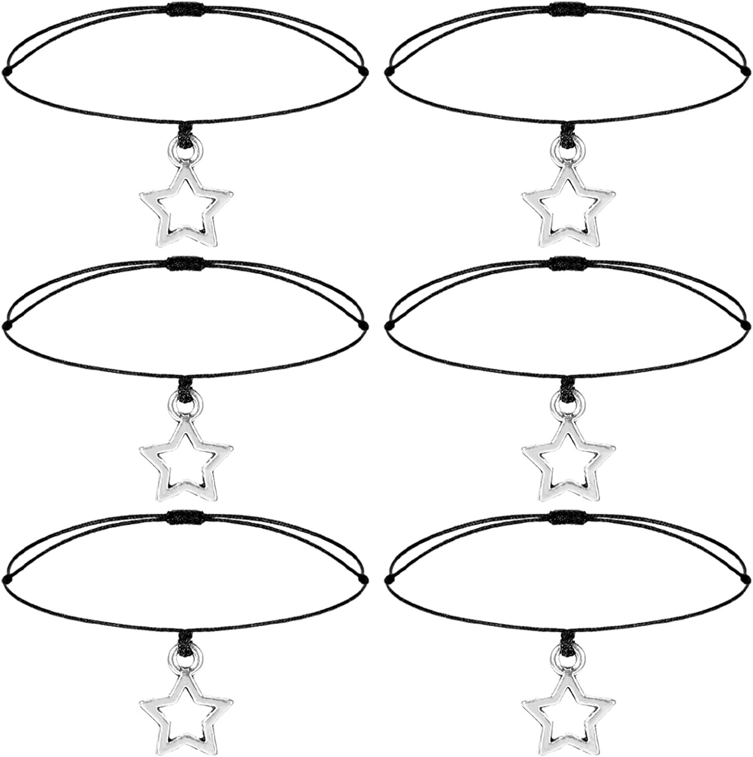 Set of 6 Friendship Bracelets for Women Star Charm