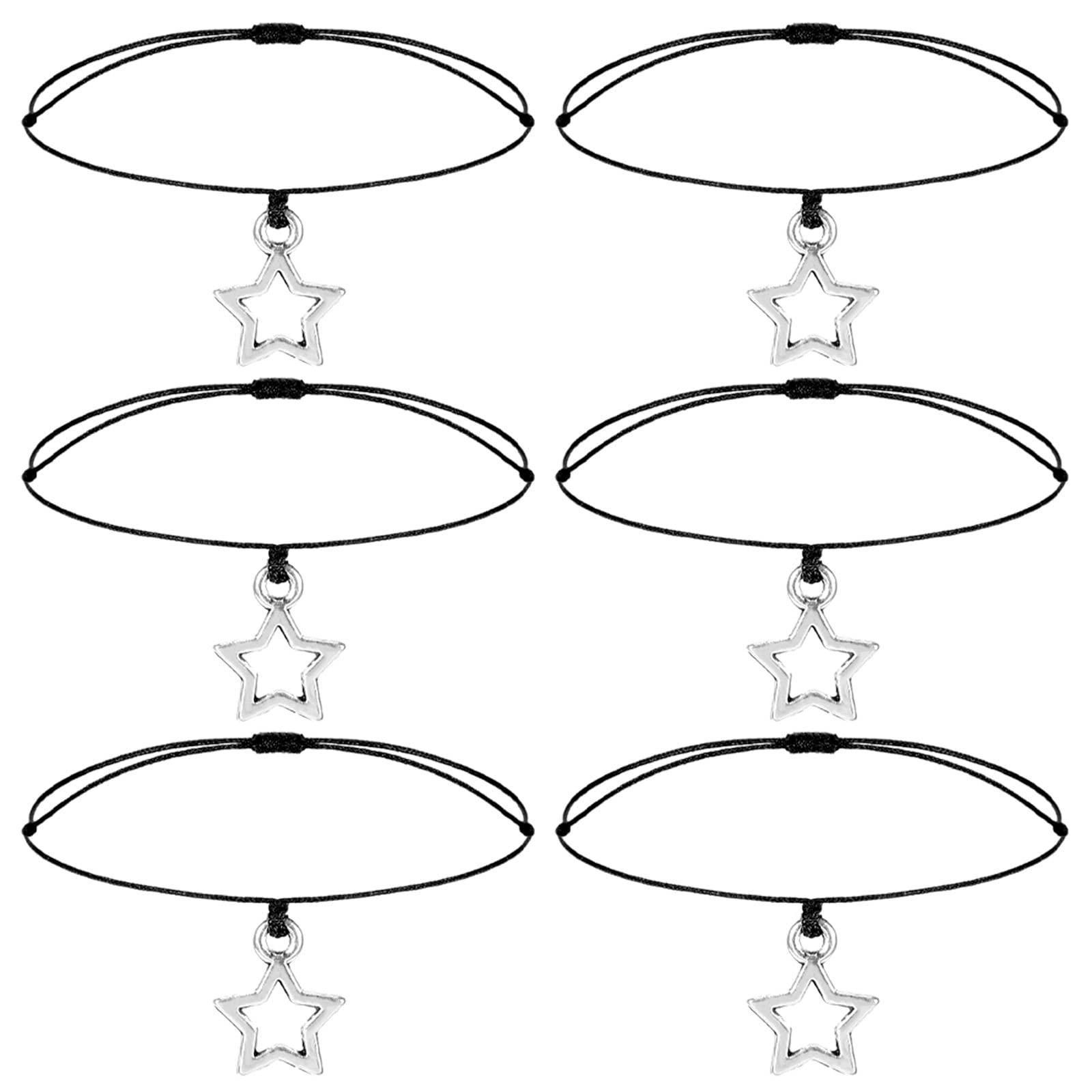 Eccliy Set of 6 Friendship Bracelets for Women Star Charm Bracelets Bulk Matching Wish Bracelet Adjustable Mommy and Me String Bracelet Jewelry for